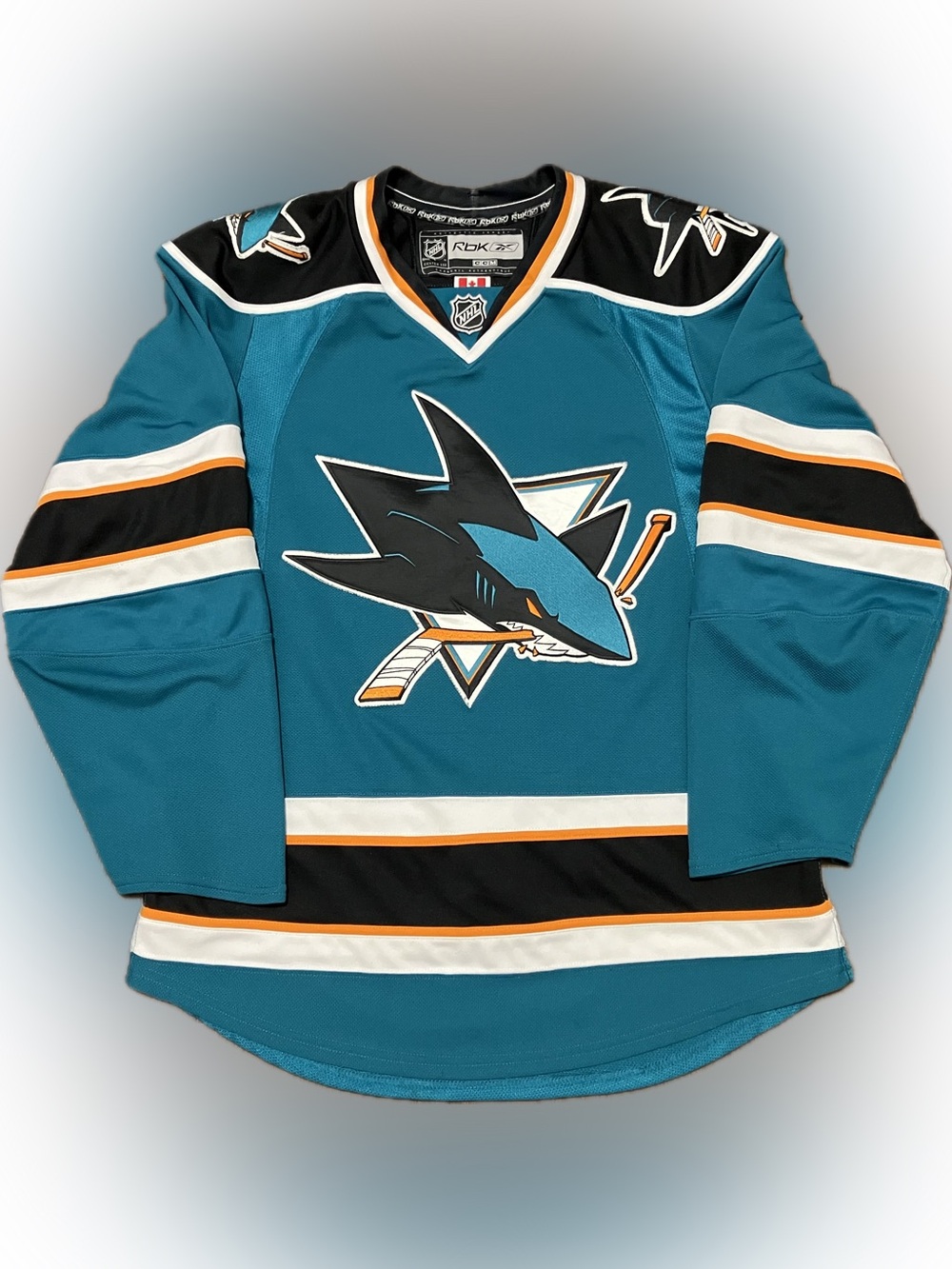 San Jose Sharks Blank Reebok Edge 1.0 NHL Hockey Jersey Size 46
